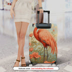 1-Piece Flamingo Flower Nature Art Vintage  Suitcase Luggage Cover, Stretch Protective Sleeve