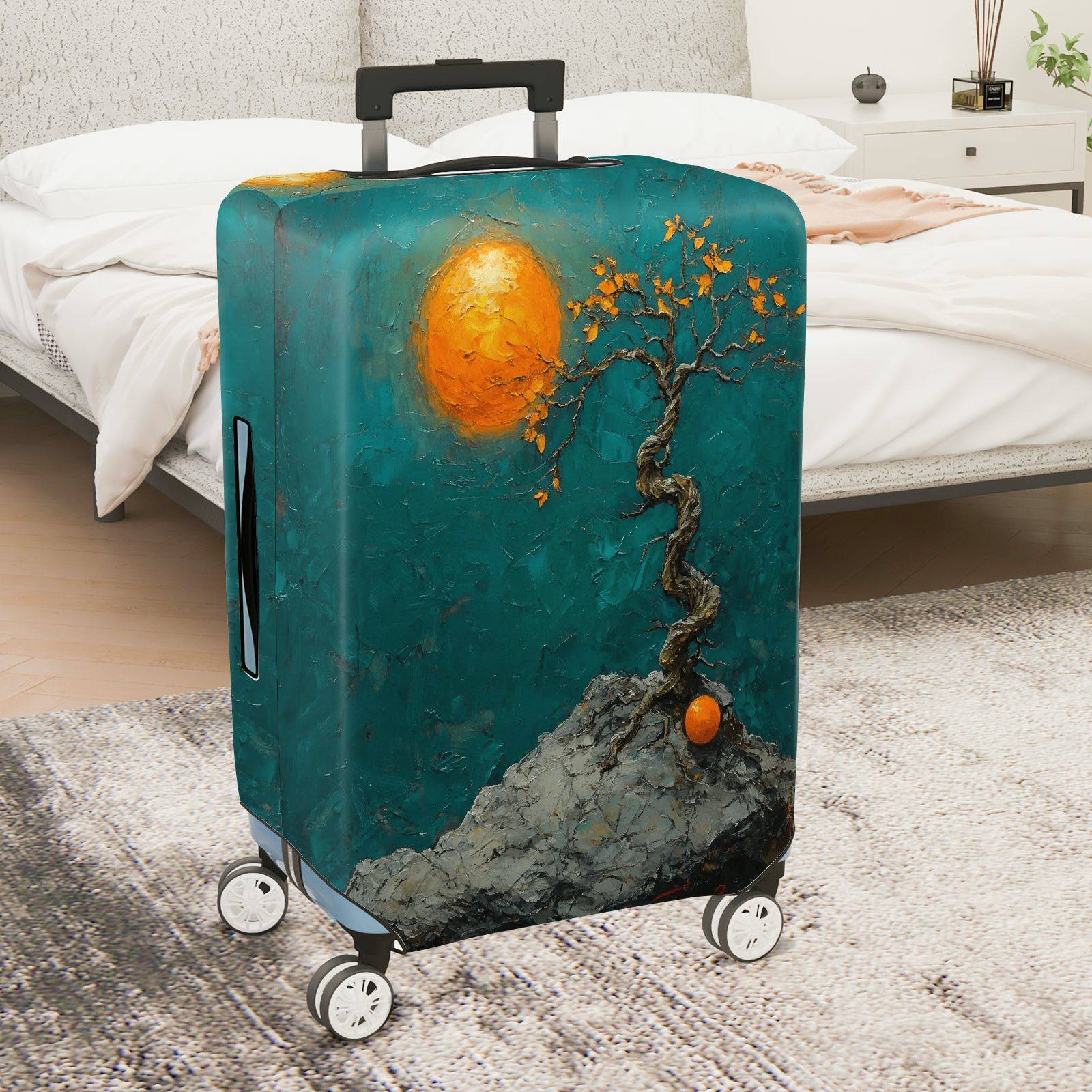 1-Piece Abstract Art Tree Moon Landscape Nature  Suitcase Luggage Cover, Stretch Protective Sleeve