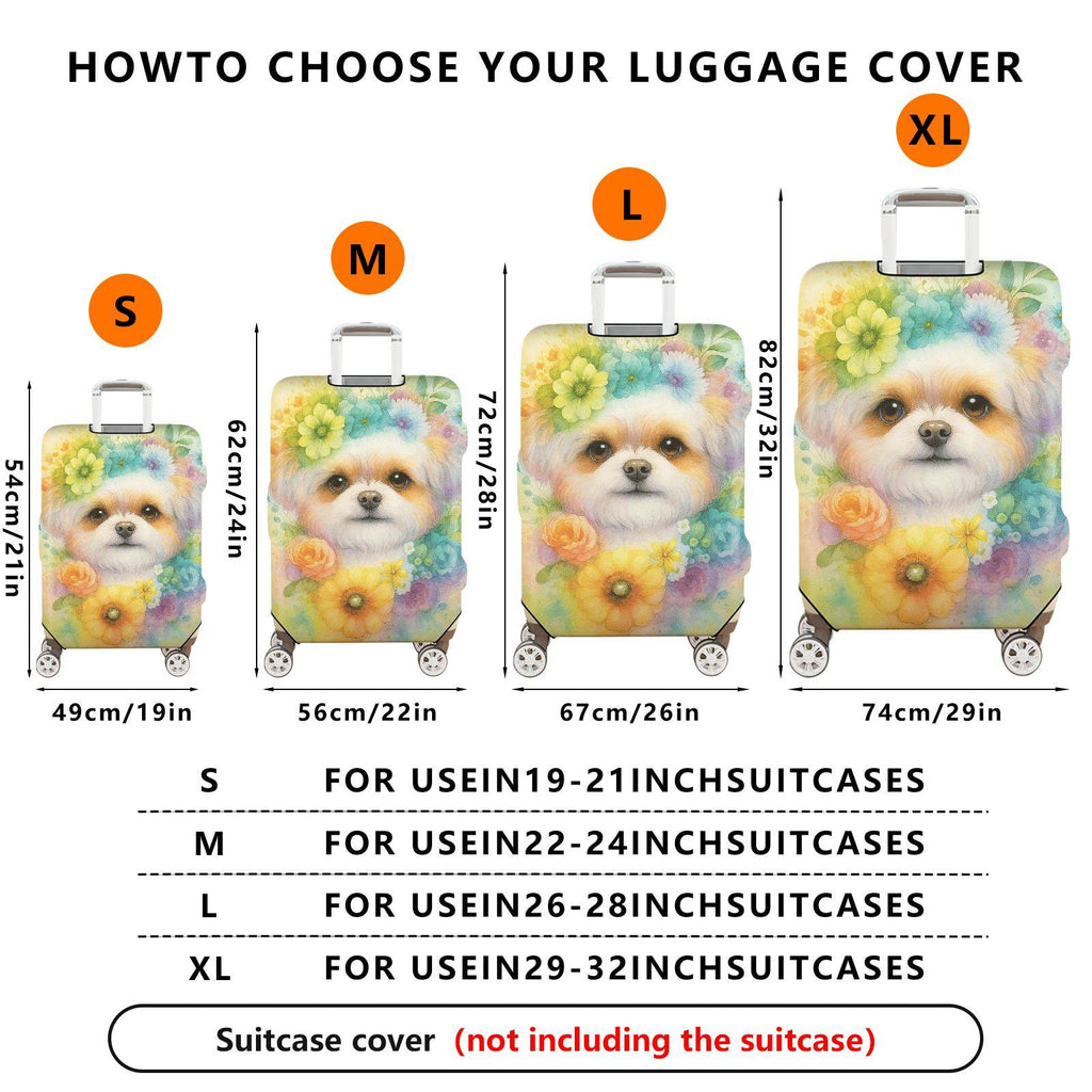 1-Piece Colorful Floral Artistic Vibrant Blooming Elegant  Suitcase Luggage Cover, Stretch Protective Sleeve