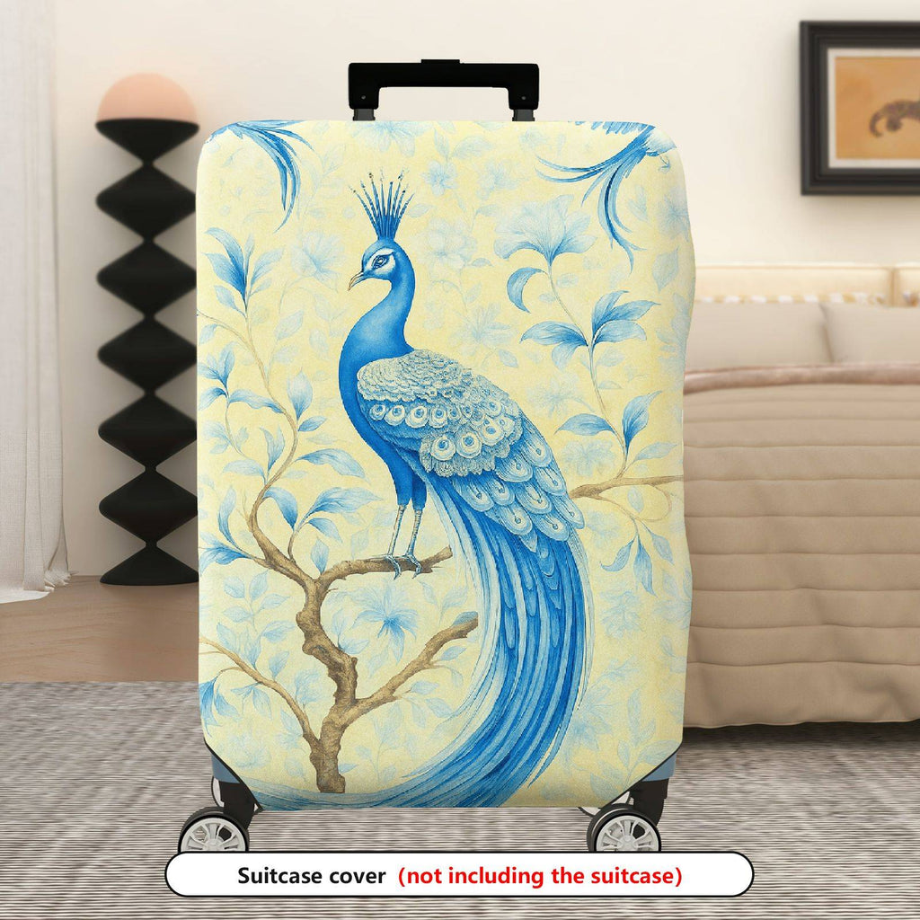 1-Piece Peacock Floral Elegant Artistic Decorative  Suitcase Luggage Cover, Stretch Protective Sleeve