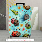 1-Piece Colorful Fun Bugs Ladybug Flowers Butterfly  Suitcase Luggage Cover, Stretch Protective Sleeve