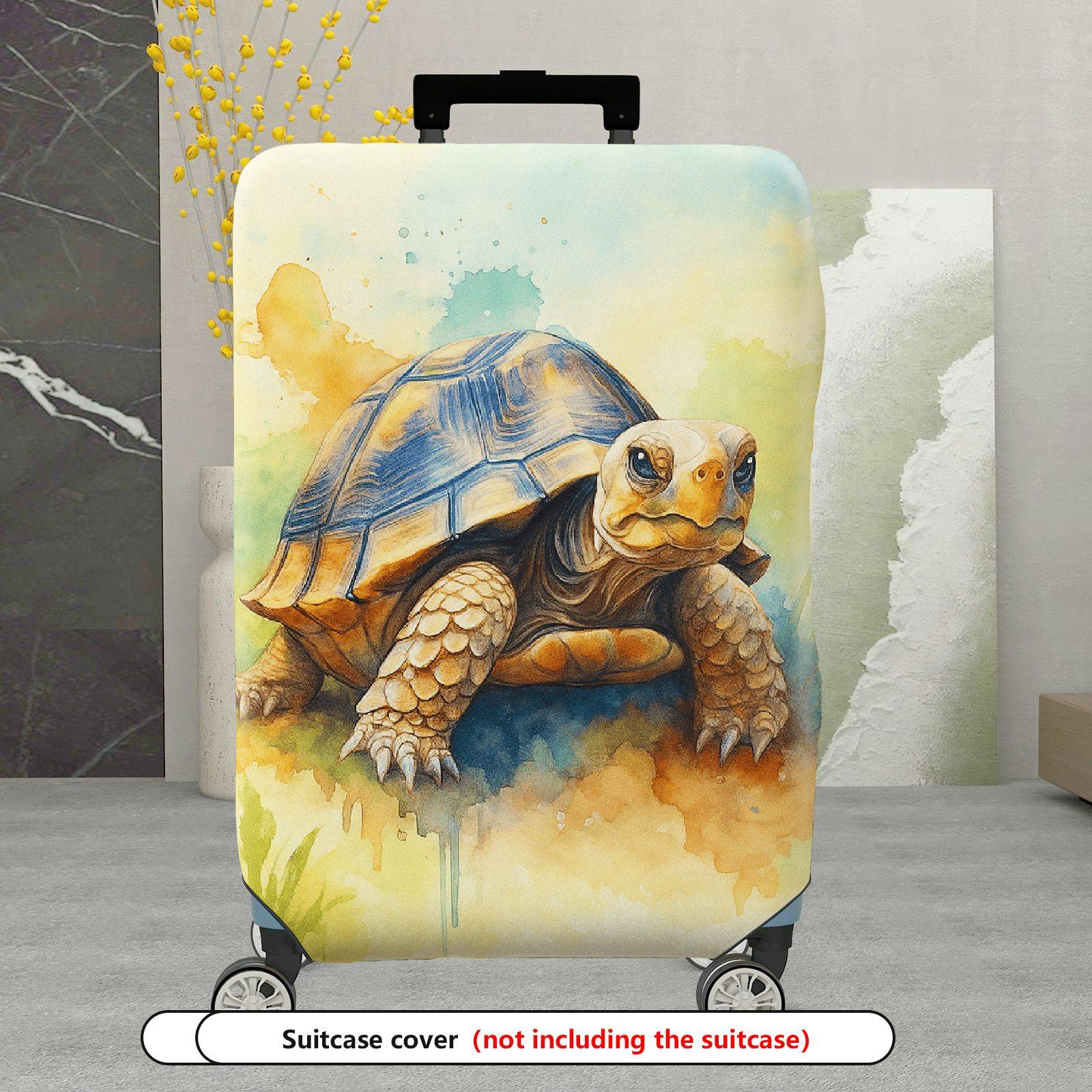 1-Piece Tortoise Watercolor Art Nature Wildlife Colorful  Suitcase Luggage Cover, Stretch Protective Sleeve