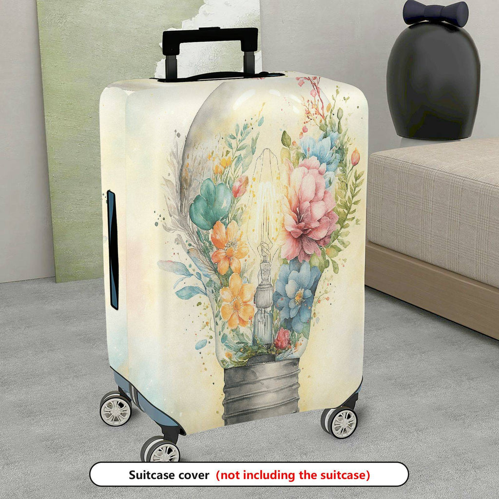 1-Piece Floral  Bulb Painting Artistic Abstract Watercolor  Suitcase Luggage Cover, Stretch Protective Sleeve