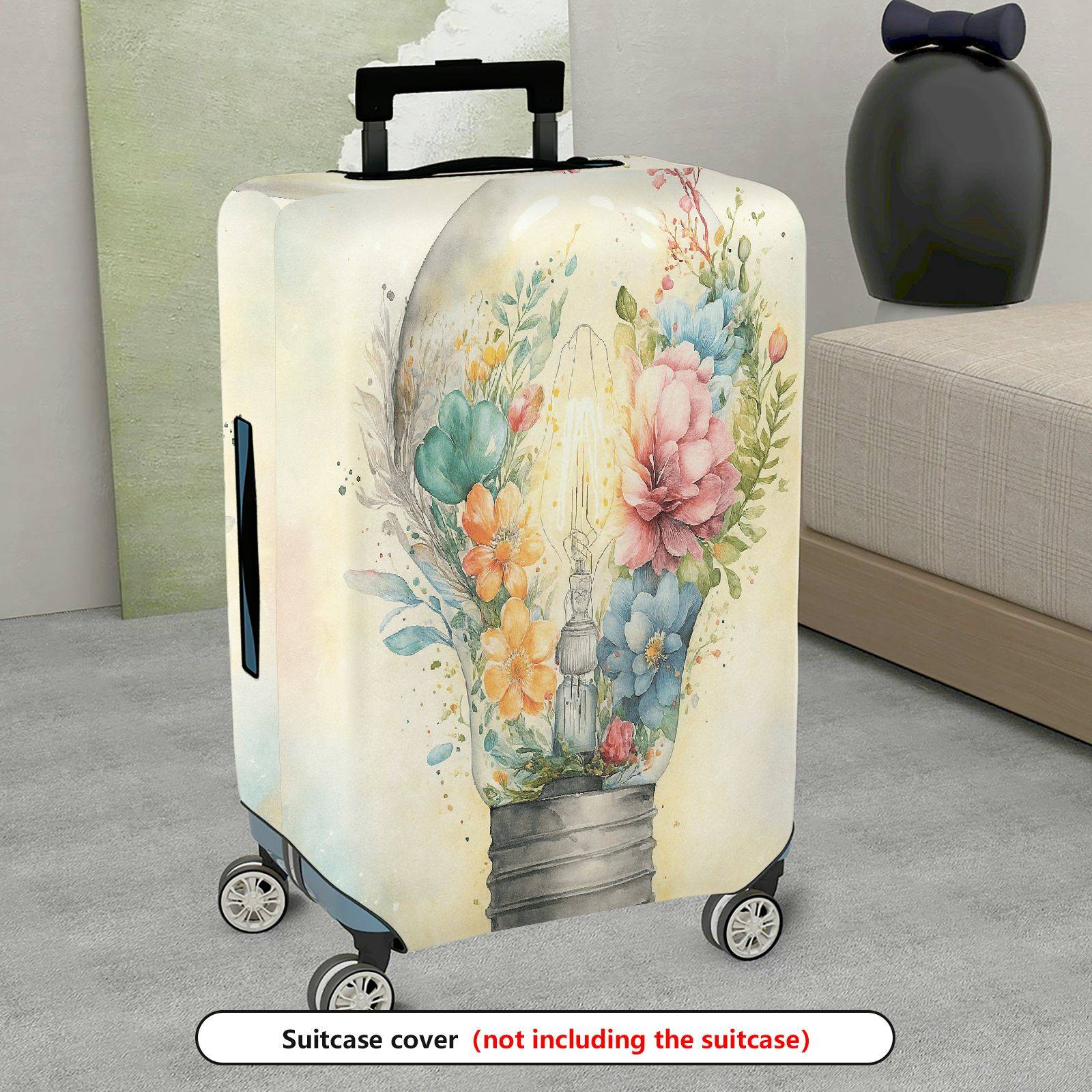 1-Piece Floral  Bulb Painting Artistic Abstract Watercolor  Suitcase Luggage Cover, Stretch Protective Sleeve