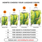 1-Piece Green Parrot Leaf Tree Artistic Nature  Suitcase Luggage Cover, Stretch Protective Sleeve