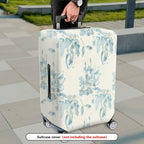 1-Piece Abstract Floral Leaves Blue White Pastel Printed  Suitcase Luggage Cover, Stretch Protective Sleeve