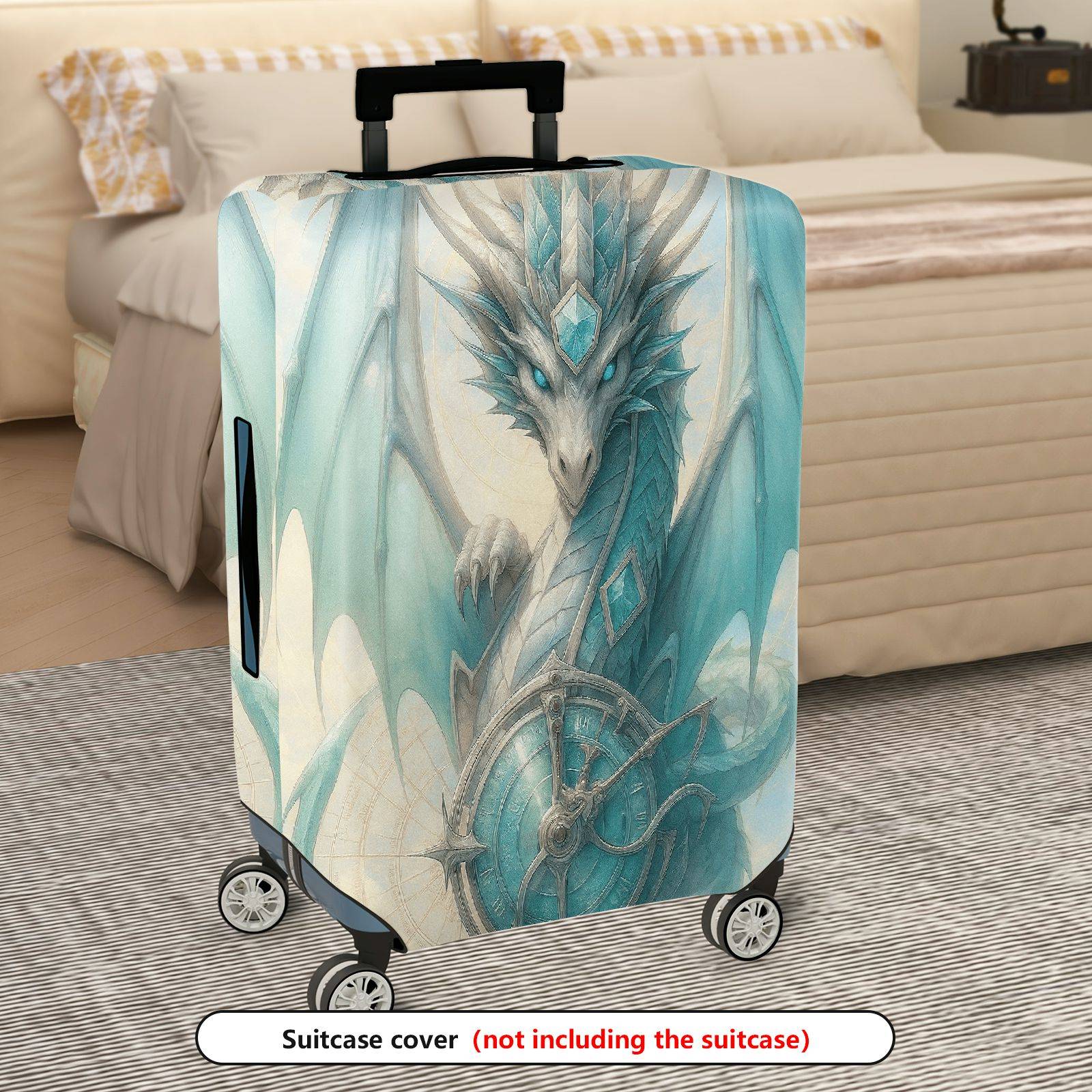 1-Piece Blue Fantasy Dragon Artwork Protective  Suitcase Luggage Cover, Stretch Protective Sleeve