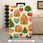 1-Piece Gingerbread House Christmas Tree Heart Ornament Gift  Suitcase Luggage Cover, Stretch Protective Sleeve