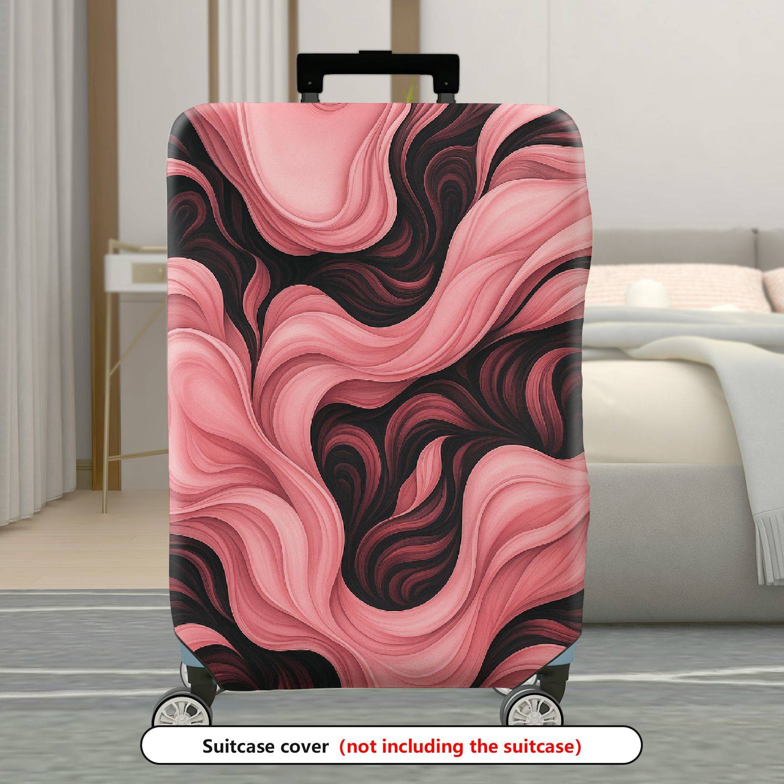 1-Piece Abstract Artistic Flowing Pink Black Swirl  Suitcase Luggage Cover, Stretch Protective Sleeve