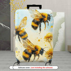 1-Piece Yellow Bee Flower Nature Artistic Travel  Suitcase Luggage Cover, Stretch Protective Sleeve