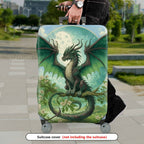 1-Piece Dragon Moon Fantasy Art Green Nature Travel  Suitcase Luggage Cover, Stretch Protective Sleeve