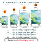 1-Piece Abstract Floral Watercolor Nature Bloom Green Yellow  Suitcase Luggage Cover, Stretch Protective Sleeve