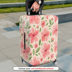 1-Piece Floral Pink Green Butterfly Leaf Flower  Suitcase Luggage Cover, Stretch Protective Sleeve