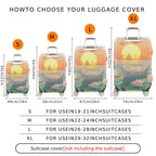 1-Piece Sunset Beach Paper Boat Cherry Blossom Flower  Suitcase Luggage Cover, Stretch Protective Sleeve