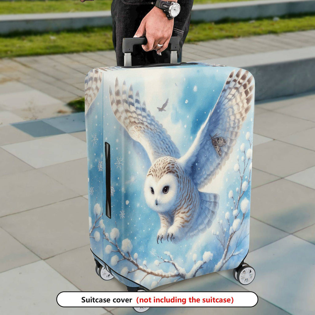 1-Piece Snow Owl Winter Nature Animal Art  Suitcase Luggage Cover, Stretch Protective Sleeve