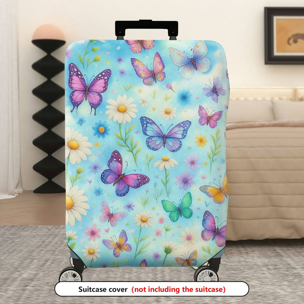 1-Piece Butterfly Flower Nature Dream Pastel  Suitcase Luggage Cover, Stretch Protective Sleeve