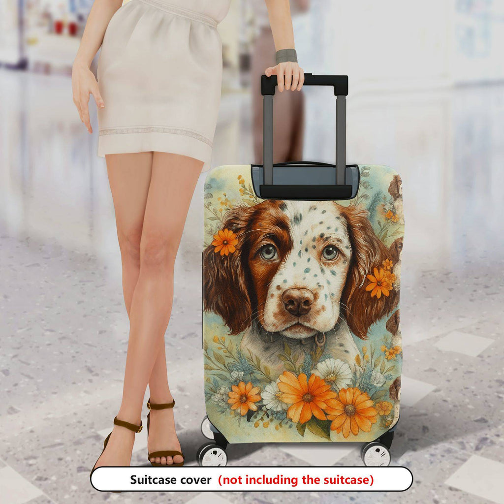 1-Piece Dog Floral Artistic Luggage Travel Design  Suitcase Luggage Cover, Stretch Protective Sleeve