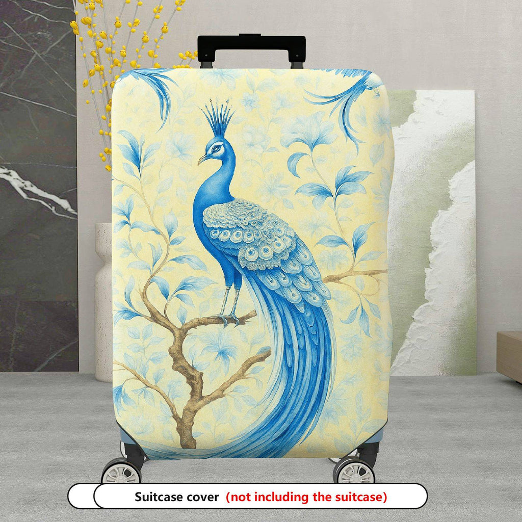 1-Piece Peacock Floral Elegant Artistic Decorative  Suitcase Luggage Cover, Stretch Protective Sleeve