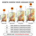 1-Piece Vintage Guitar Floral Artistic Nature Colorful  Suitcase Luggage Cover, Stretch Protective Sleeve