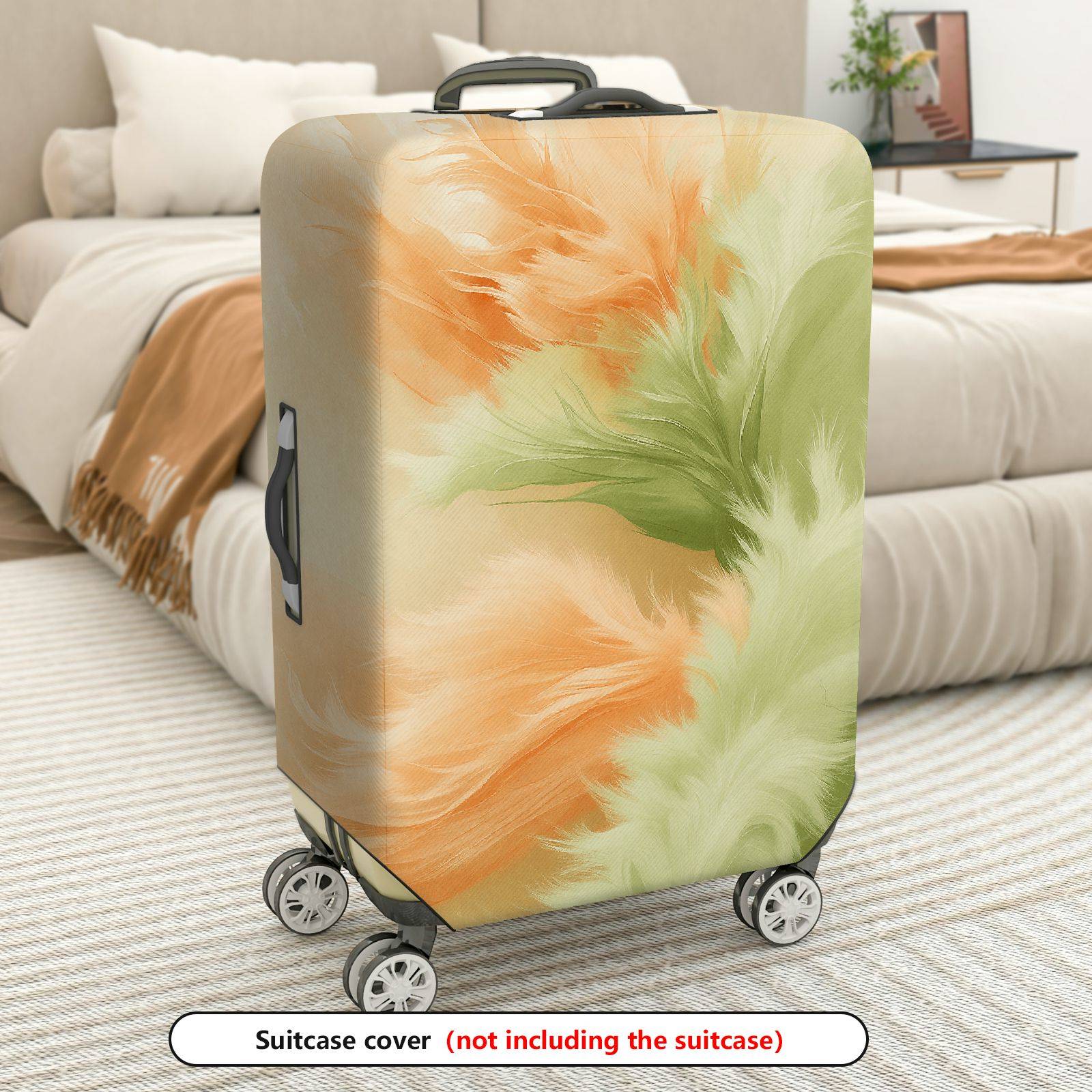 1-Piece Abstract Feather Pattern Pastel Art Style Vibrant  Suitcase Luggage Cover, Stretch Protective Sleeve