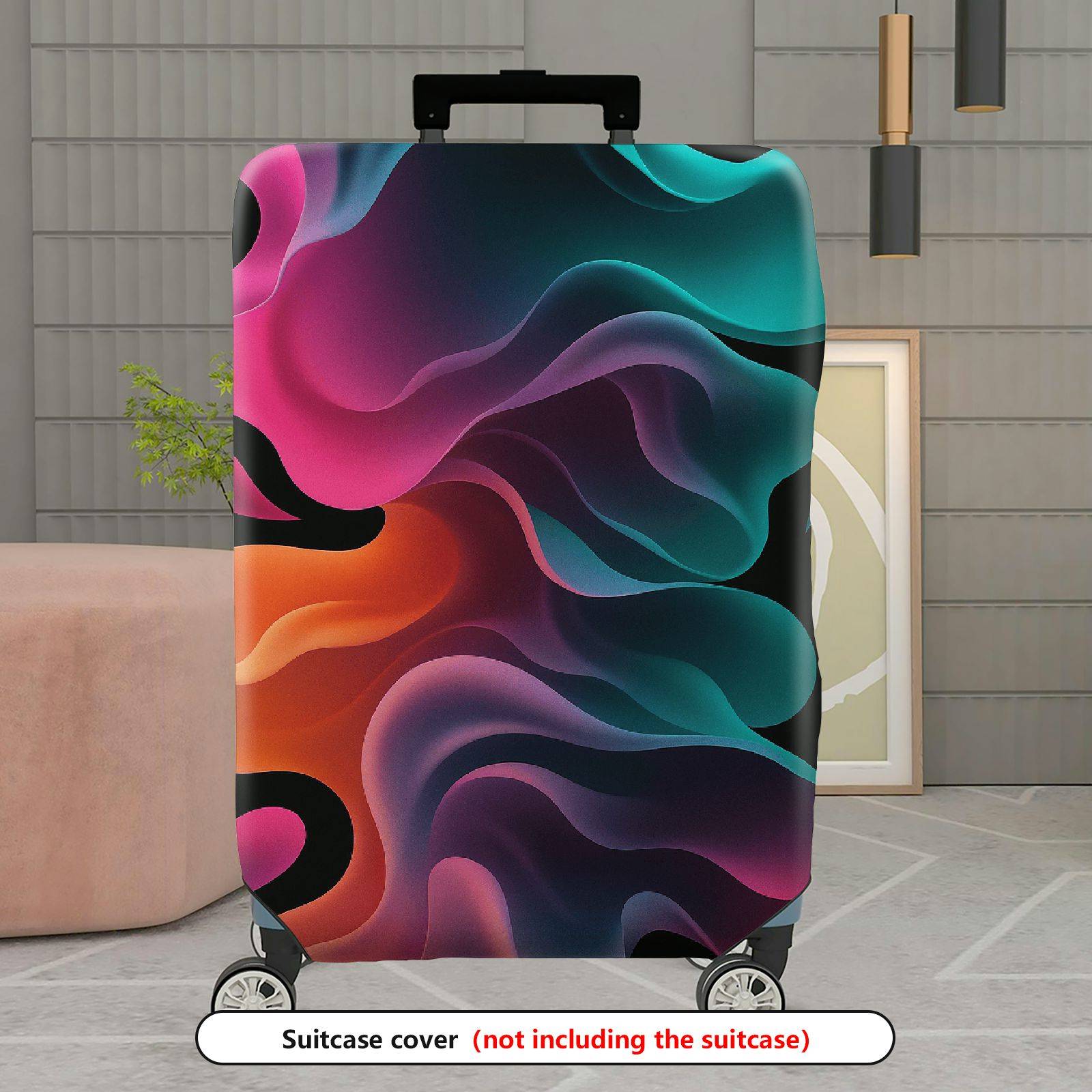 1-Piece Abstract Colorful Fluid Wave Pattern  Suitcase Luggage Cover, Stretch Protective Sleeve