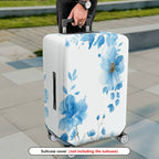 1-Piece Floral Blue White Elegant Artistic Blossom  Suitcase Luggage Cover, Stretch Protective Sleeve