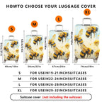 1-Piece Yellow Bee Flower Nature Artistic Travel  Suitcase Luggage Cover, Stretch Protective Sleeve