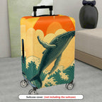 1-Piece Whale Sunset Ocean Wave Travel Art  Suitcase Luggage Cover, Stretch Protective Sleeve