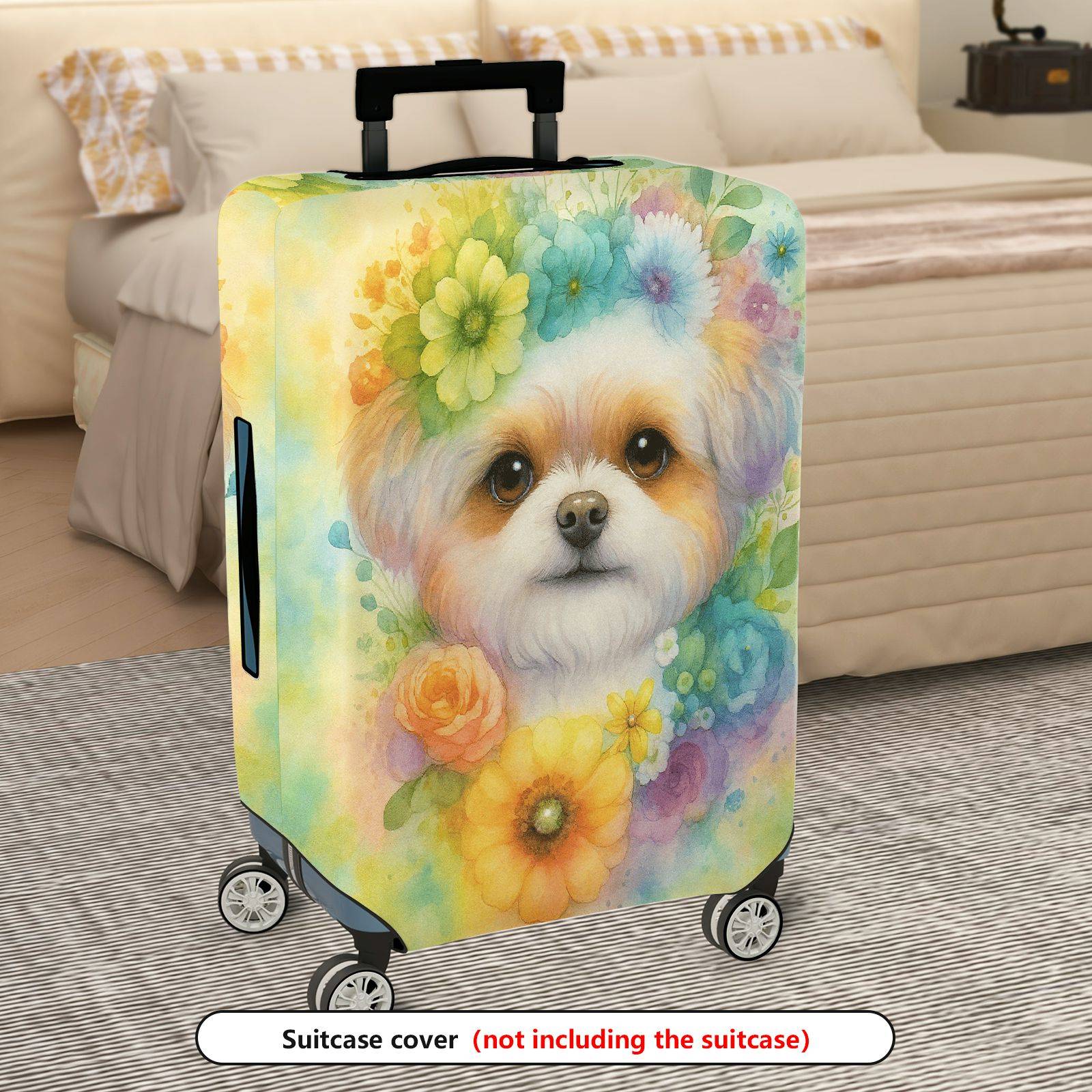 1-Piece Colorful Floral Artistic Vibrant Blooming Elegant  Suitcase Luggage Cover, Stretch Protective Sleeve