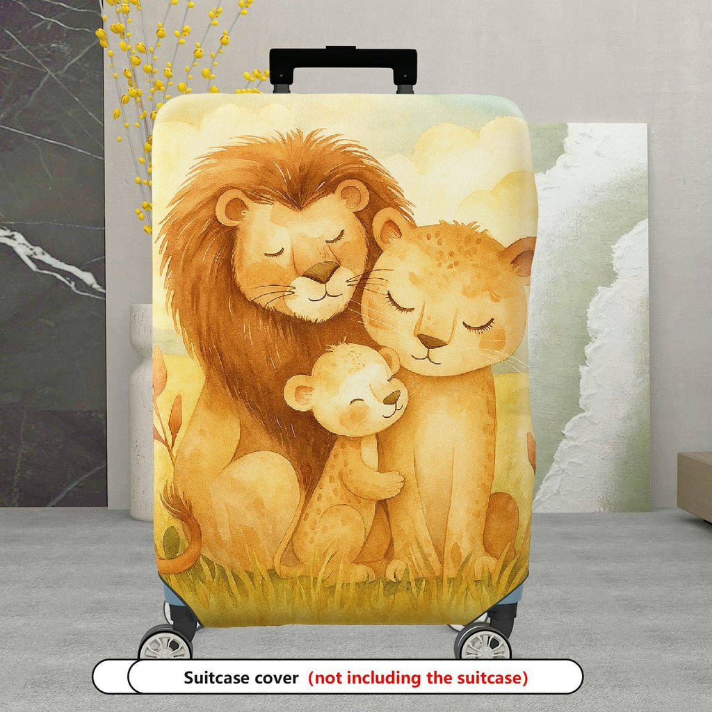 1-Piece Lion Family Animal Abstract Nature Art Pattern  Suitcase Luggage Cover, Stretch Protective Sleeve