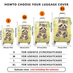 1-Piece Cute Raccoon Animal  Nature Green Flower  Suitcase Luggage Cover, Stretch Protective Sleeve