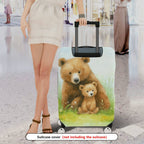 1-Piece Bear Nature Animal  Grass Flower  Suitcase Luggage Cover, Stretch Protective Sleeve