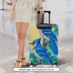 1-Piece Blue Jay Bird Leaf Artistic  Suitcase Luggage Cover, Stretch Protective Sleeve