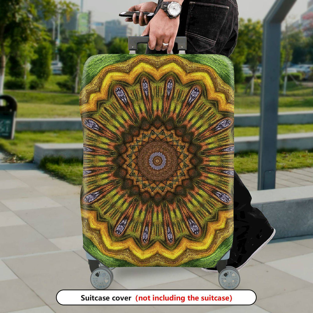1-Piece Abstract Bohemian Floral Mandala Geometric Vibrant  Suitcase Luggage Cover, Stretch Protective Sleeve