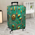 1-Piece Abstract Geometric Gold Circuitry Futuristic Art  Suitcase Luggage Cover, Stretch Protective Sleeve