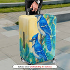 1-Piece Blue Jay Bird Leaf Artistic  Suitcase Luggage Cover, Stretch Protective Sleeve
