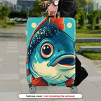 1-Piece Fish Polka Dots Cute Blue Red  Suitcase Luggage Cover, Stretch Protective Sleeve