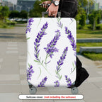 1-Piece White Lavender Floral Elegant Botanical Artistic  Suitcase Luggage Cover, Stretch Protective Sleeve