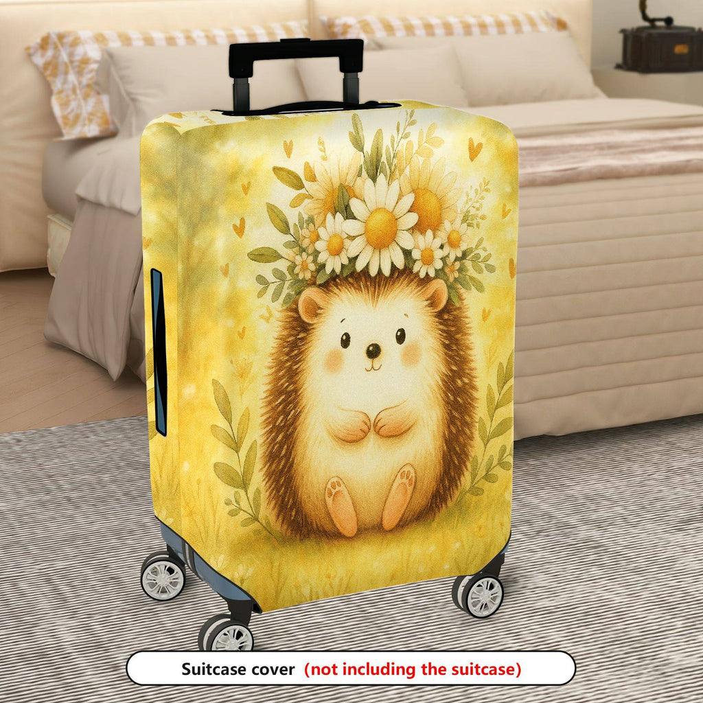 1-Piece Cute Animal Flower Hedgehog Yellow Nature Vintage  Suitcase Luggage Cover, Stretch Protective Sleeve