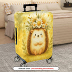 1-Piece Cute Animal Flower Hedgehog Yellow Nature Vintage  Suitcase Luggage Cover, Stretch Protective Sleeve
