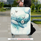 1-Piece Whale Butterfly Flower Watercolor Artistic Nautical  Suitcase Luggage Cover, Stretch Protective Sleeve