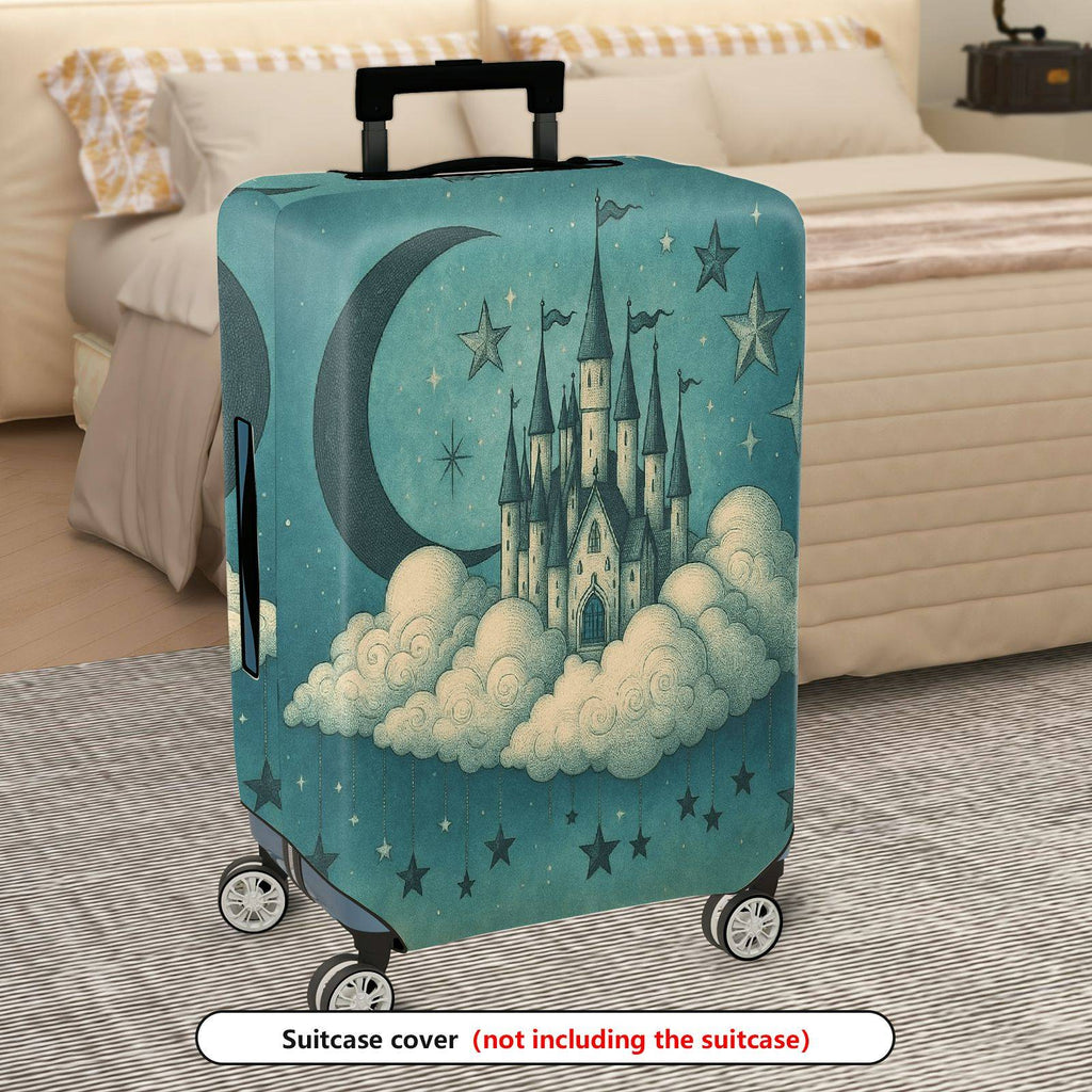 1-Piece Fantasy Castle Moon Star Cloud Fairytale  Suitcase Luggage Cover, Stretch Protective Sleeve