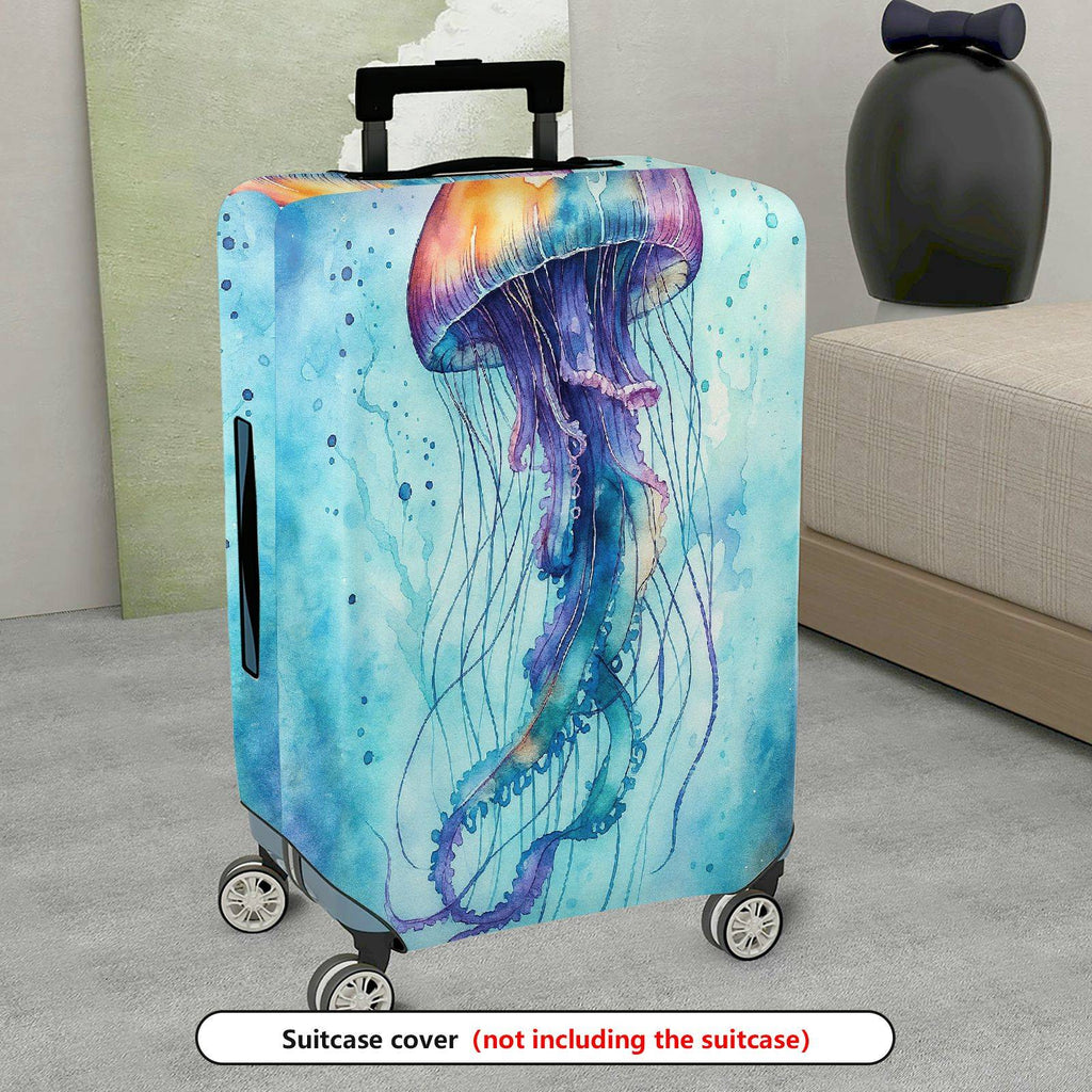 1-Piece Colorful Jellyfish Ocean Marine Sea Animal Artistic  Suitcase Luggage Cover, Stretch Protective Sleeve