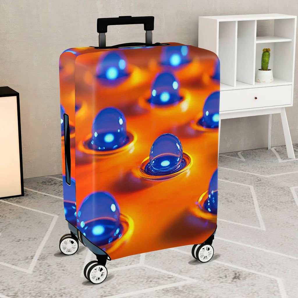 1-Piece Abstract Bubble Orange Blue Modern Artistic Colorful  Suitcase Luggage Cover, Stretch Protective Sleeve