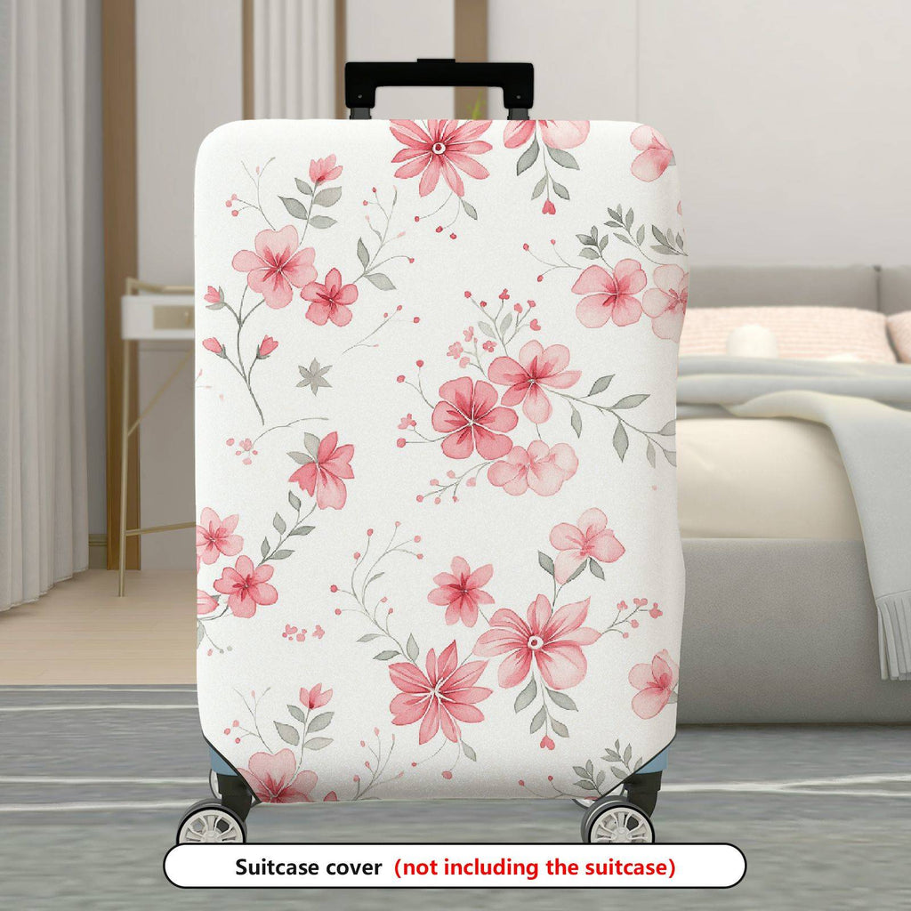 1-Piece Floral Pattern Pink Flower Nature Leaf Botanical Art  Suitcase Luggage Cover, Stretch Protective Sleeve