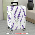 1-Piece White Lavender Floral Elegant Botanical Artistic  Suitcase Luggage Cover, Stretch Protective Sleeve