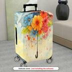 1-Piece Floral Umbrella Watercolor Art Colorful  Suitcase Luggage Cover, Stretch Protective Sleeve