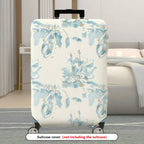 1-Piece Abstract Floral Leaves Blue White Pastel Printed  Suitcase Luggage Cover, Stretch Protective Sleeve