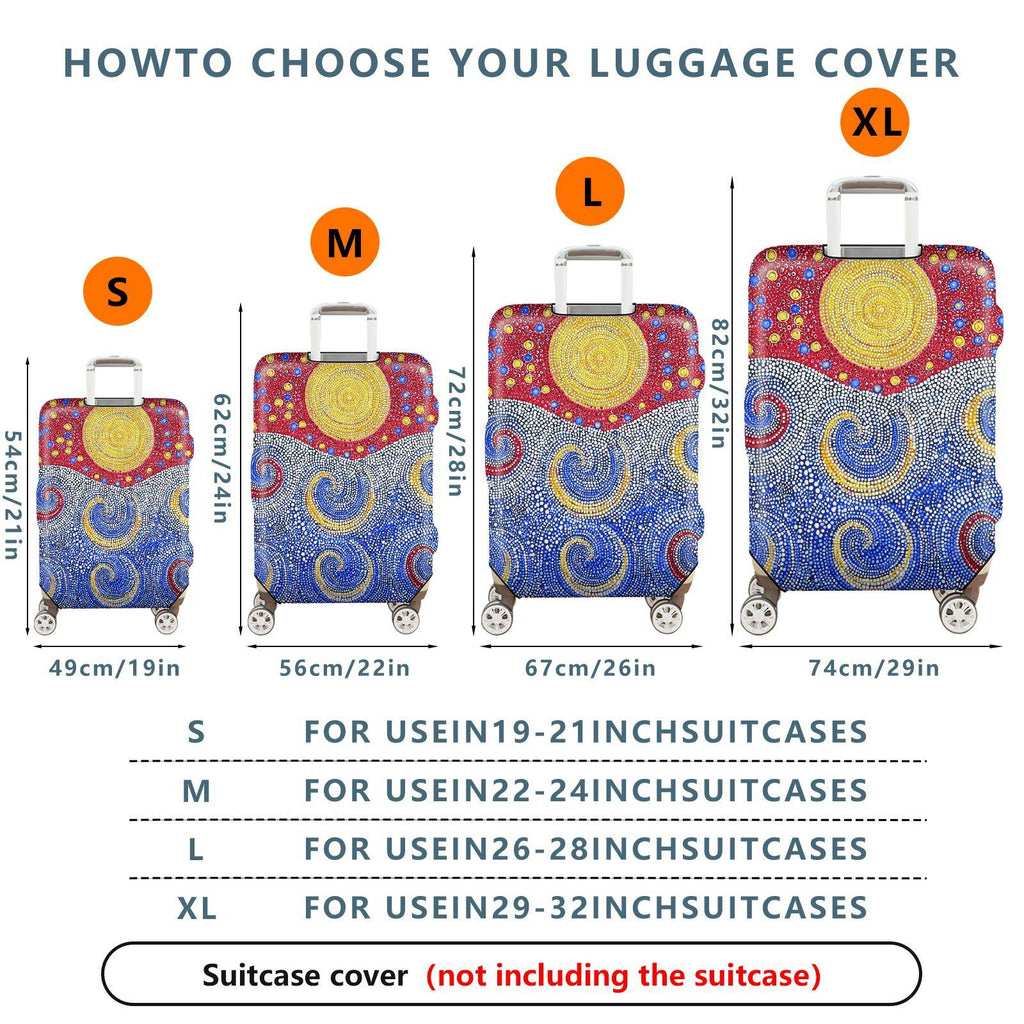 1-Piece Abstract Colorful Sun Swirl Dot Artistic  Suitcase Luggage Cover, Stretch Protective Sleeve