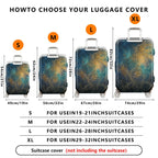 1-Piece Abstract Galaxy Blue Gold Ornate Elegant Universal  Suitcase Luggage Cover, Stretch Protective Sleeve